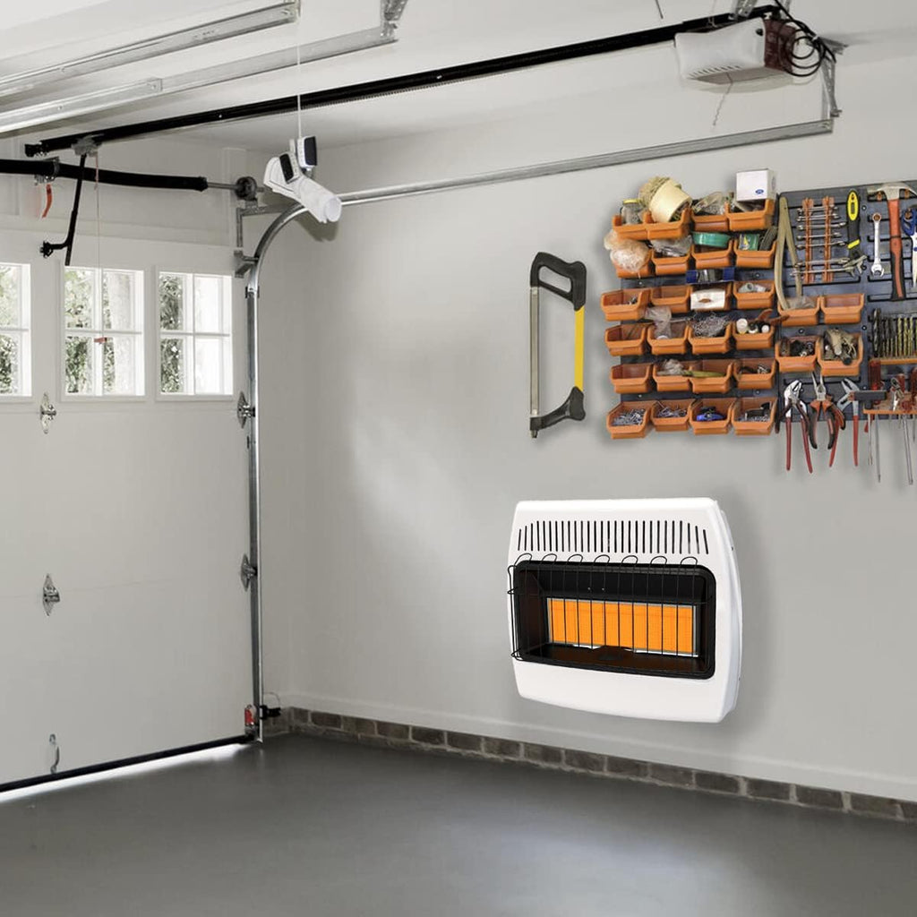 30,000 BTU Natural Gas / Propane Wall Heater for Indoor Use - Dual Fuel, Vent-Free