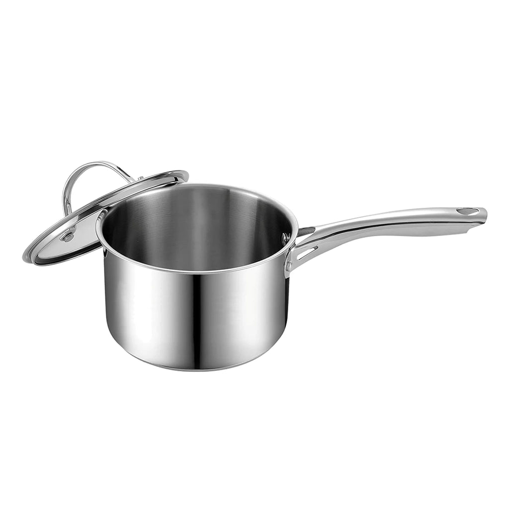 Cooks Standard Saucepan with Glass Lid, 2-Quart Classic Stainless Steel Sauce Pot, Silver