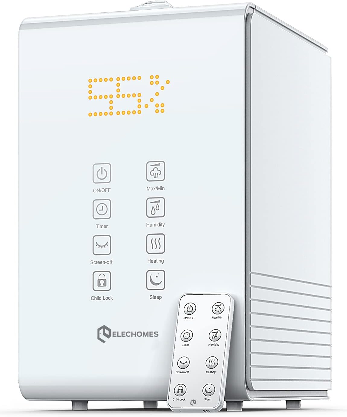 Elechomes SH8820 Humidifier, 5.5L Top Fill Warm and Cool Mist Humidifiers for Large Room Bedroom Plants with Remote Control, 20db Ultra Quiet, LED Display, 600ml/h Max Humidity, Auto Shut-off, Black