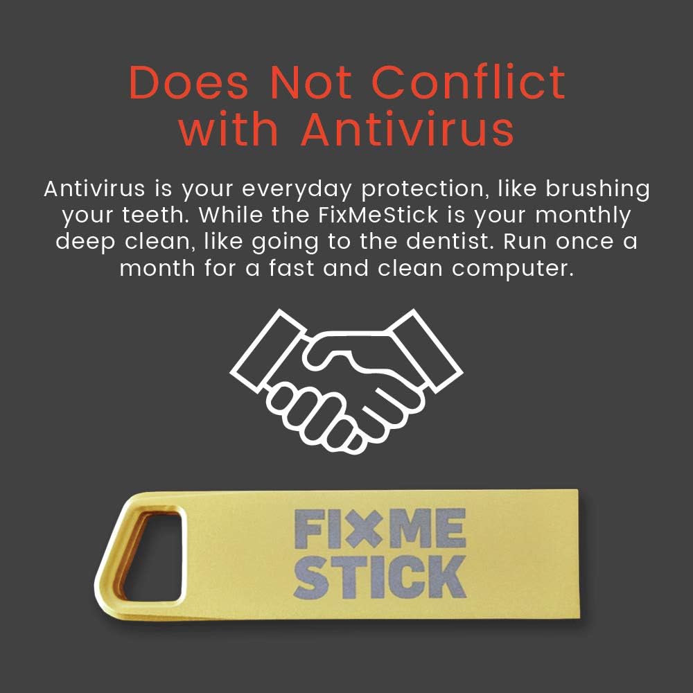 FixMeStick Gold Computer Virus Removal Stick for Windows PCs - Unlimited Use on Up to 3 Laptops or Desktops for 1 Year - Works with Your Antivirus