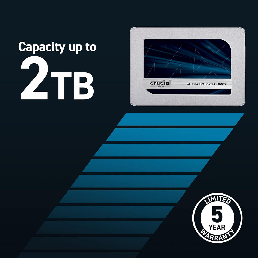Crucial MX500 1TB 3D NAND SATA 2.5 Inch Internal SSD, up to 560MB/s - CT1000MX500SSD1(Z)