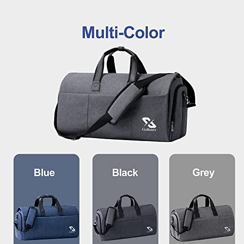 Convertible Garment Bag for travel,Carry on Garment Duffle Bag with Shoe Compartment, Detachable Shoulder Strap - 2 in 1 Suit Bags Suit Travel Bags for Men Women