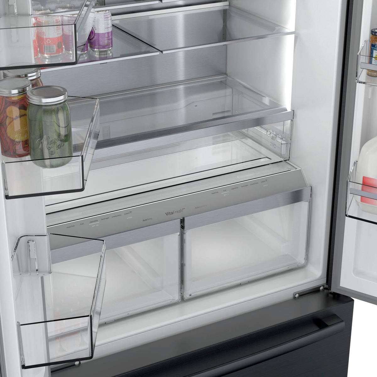Bosch - 800 Series 21 Cu. Ft. French Door Counter-Depth Smart Refrigerator - Black stainless steel