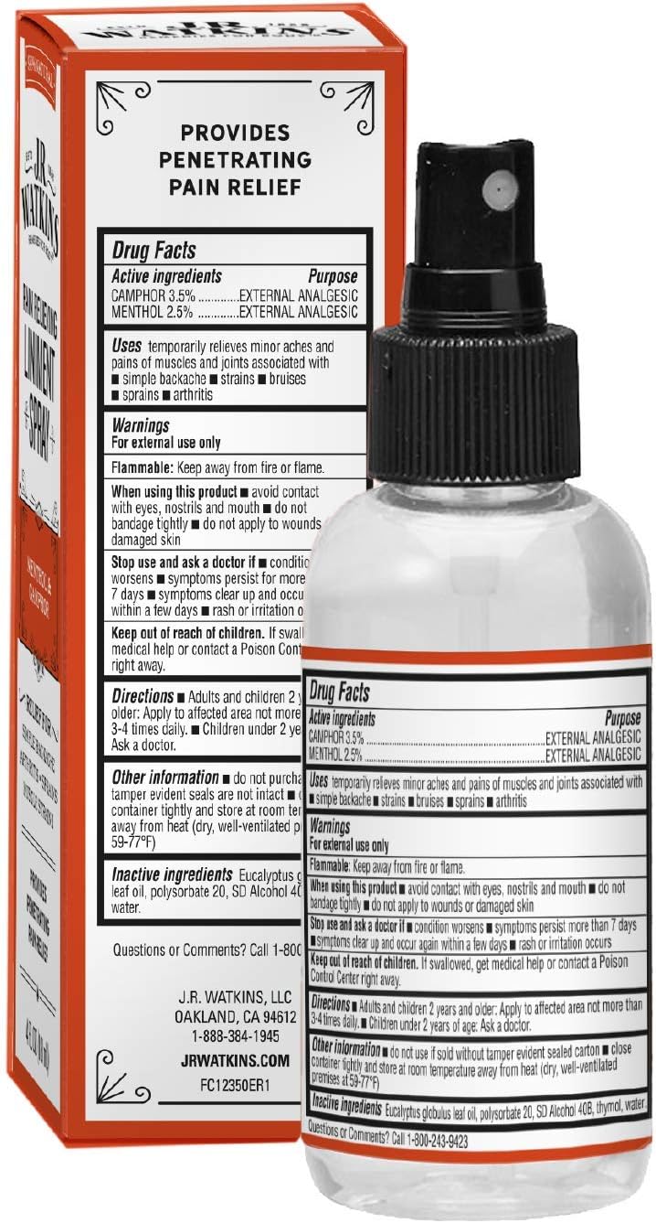 J.R. Watkins Liniment Spray ?C Original Pain Relieving Misting Spray ?C Soothes Arthritis Aches & Pains ?C Fast Acting Muscle Reliever, 4 fl oz (6 Pack)