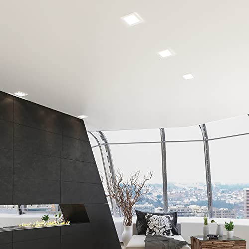 Maxxima 4 in. 5 CCT Retrofit Recessed Square LED Downlight - 800 Lumens, Color Selectable 2700K-5000K (2700K/3000K/3500K/4000K/5000K), Dimmable, 90 CRI, Ideal for Kitchen, Bathroom, or Bedroom