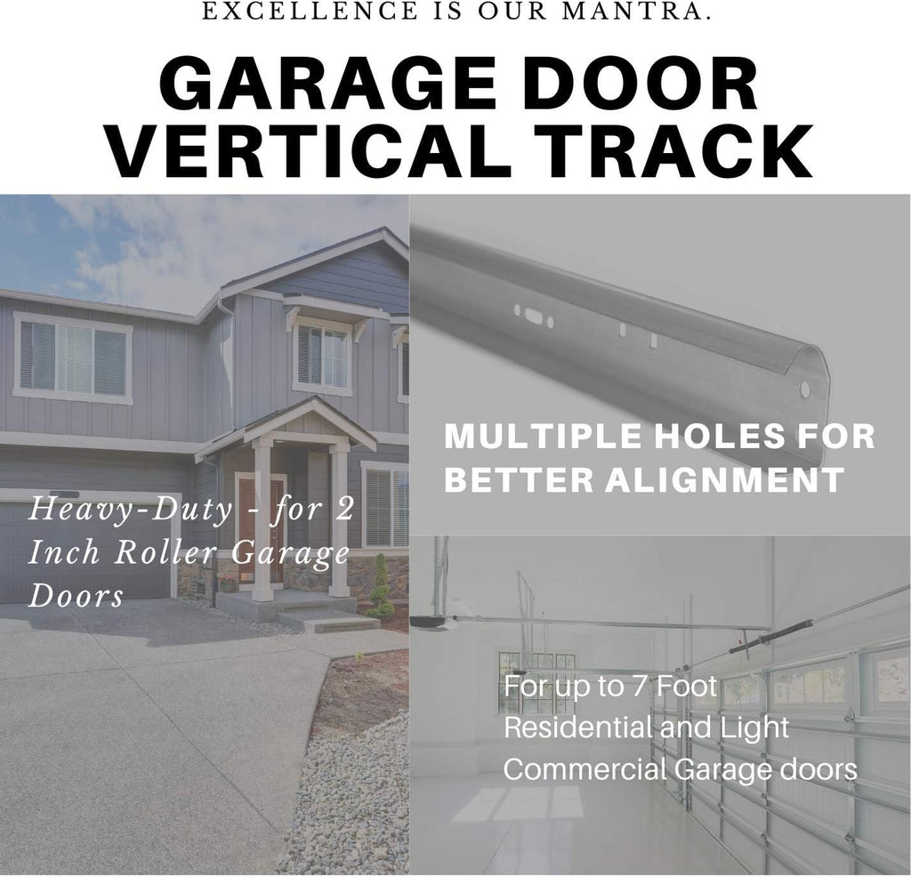 Garage Door Vertical Track Replacement ?C Set of Left and Right for 7 Foot Tall - Garage Door Rails Galvanized Steel Hardware Door Rails for Residential/Light Commercial Side Tracks for 2-inch Rollers