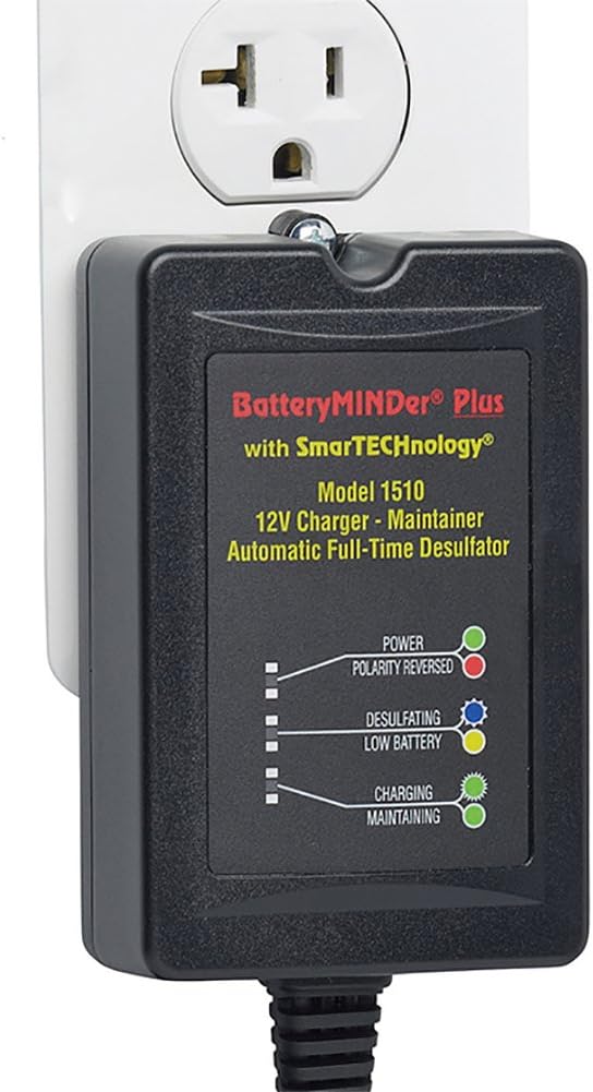 BatteryMINDer 1510: 12 Volt-1.5 Amp Battery Charger, Battery Maintainer, and Battery Desulfator ?C Designed for Cars, Trucks, Motorcycles, ATV, Boats, RV