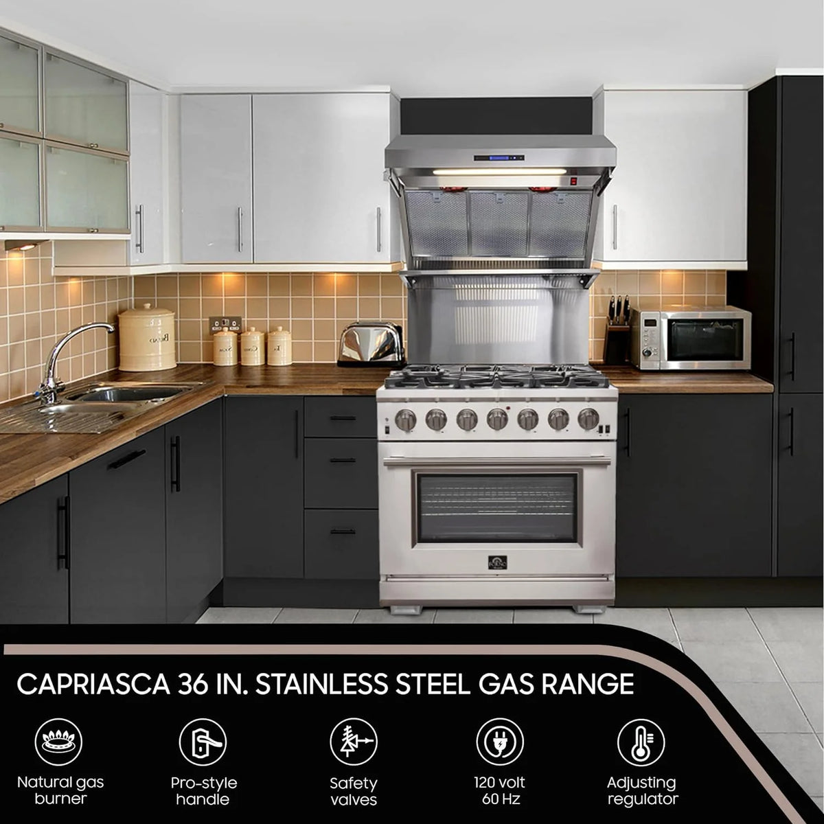 Capriasca - Titanium Professional 36 Freestanding Gas Range