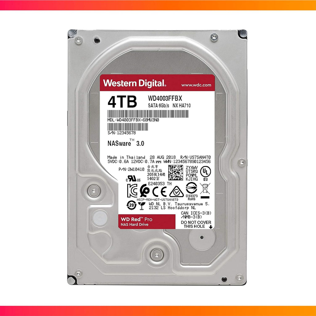Western Digital 4TB WD Red Pro NAS Internal Hard Drive HDD - 7200 RPM, SATA 6 Gb/s, CMR, 256 MB Cache, 3.5 - WD4003FFBX
