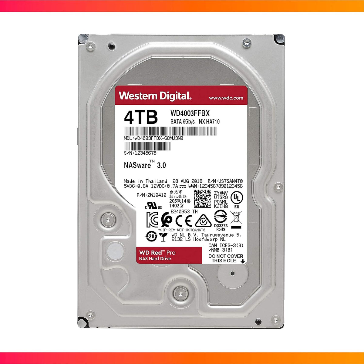 Western Digital 4TB WD Red Pro NAS Internal Hard Drive HDD - 7200 RPM, SATA 6 Gb/s, CMR, 256 MB Cache, 3.5 - WD4003FFBX