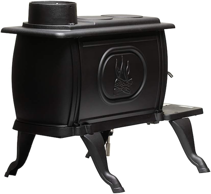 US Stove US1269E 900 Sq. Ft. Log Wood Cast Iron Stove, Black