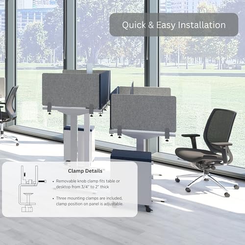 VaRoom - Desk Divider; Sound Proof Dividers - Privacy Shields for Student Desks and Desk Privacy Panels. Cubicle Wall, Desk Divider for Students and Office Divider (Light Grey, 48 W x 18??H)