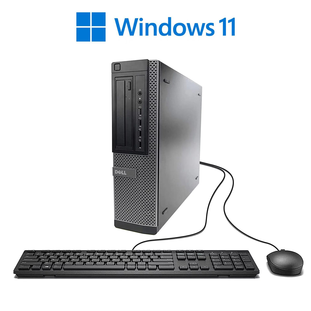 Used Dell OptiPlex 990 Desktop Computer PC, 3.10 GHz Intel Core i5 Quad-Core Gen 2, Dual Monitor Computer Bundle 8GB 1TB with 2x 22 LCD's Wi-Fi Windows 11 64bit