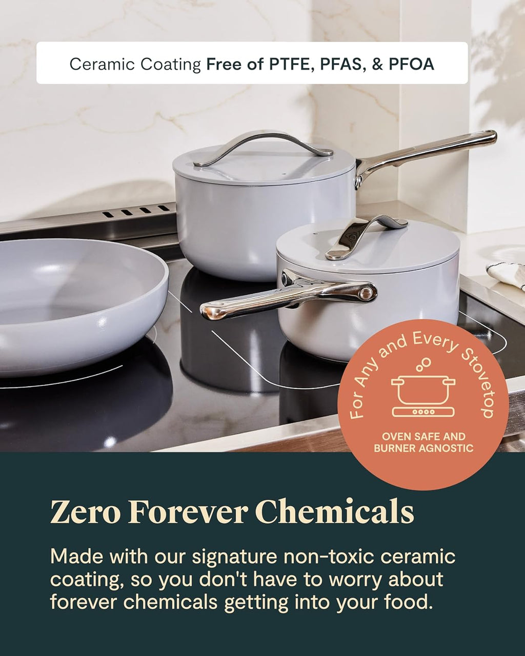 Caraway Deluxe Nonstick Ceramic Cookware Set (16 Piece) Pots, Frying Pans, Lids and Kitchen Storage - PFAS & PFOA Free - Oven Safe Ceramic Pan Set & Compatible with All Stovetops - Sage