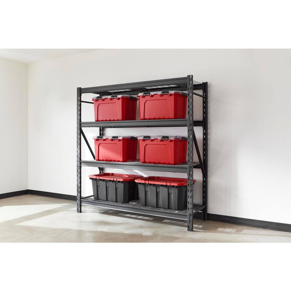 Husky Black 4-Tier Heavy Duty Industrial Welded Steel Garage Shelving Unit (77 in. W x 78 in. H x 24 in. D)