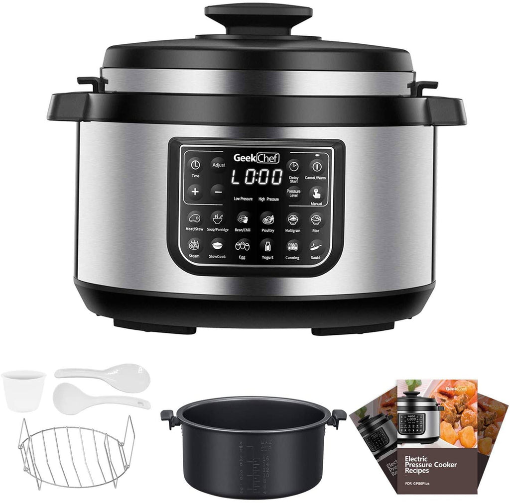 Geek Chef 12 in 1 Electric 8 Quart Oval Pressure Cooker Pot with LCD