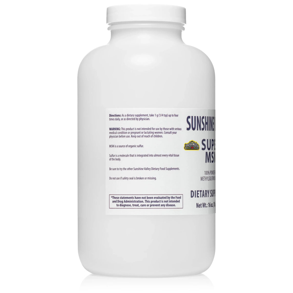 Sunshine Valley Super MSM Supplement Powder for Joint & Skin Health (16oz)
