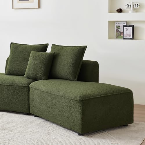 Convertible Sectional Sofa Couch for Living Room, Oversized L Shaped Couch with Chaise Lounge Sofa Set, Comfy Upholstered Sofa with 3 Back Pillows & 2 Throw Pillow, for Home Office (Orange)