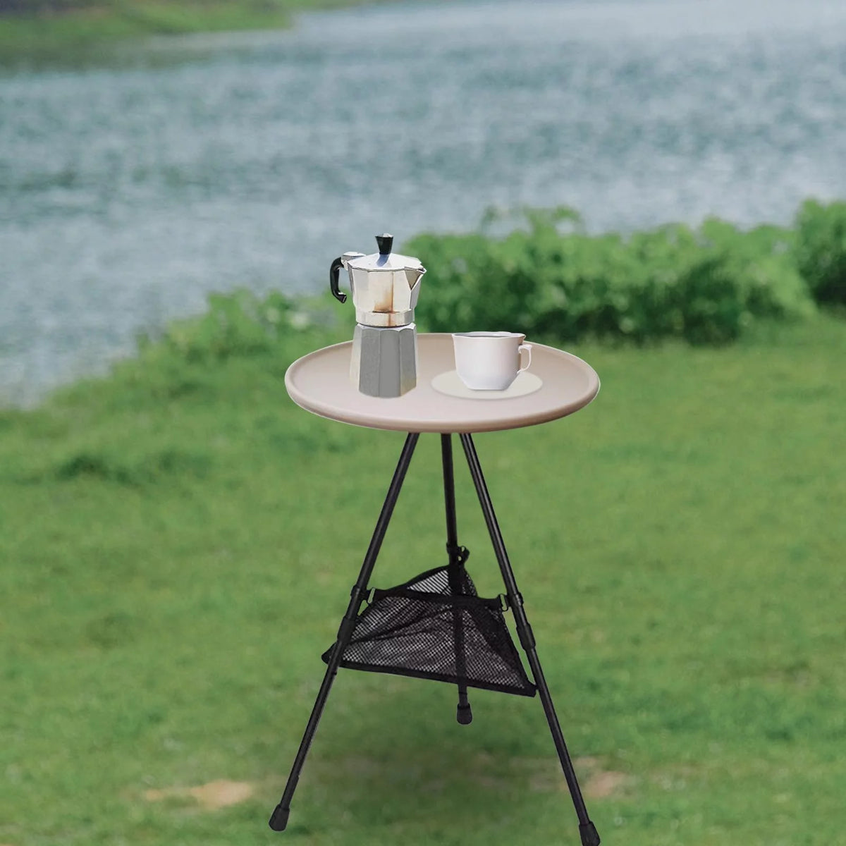 folding desk,Foldable Picnic Table Camping Folding Table,Outdoor Round Table Small Tea Coffee Table,Lightweight Beach Table Patio Dining Side Table,Fishing Tent Garden Table with Mesh Pocket
