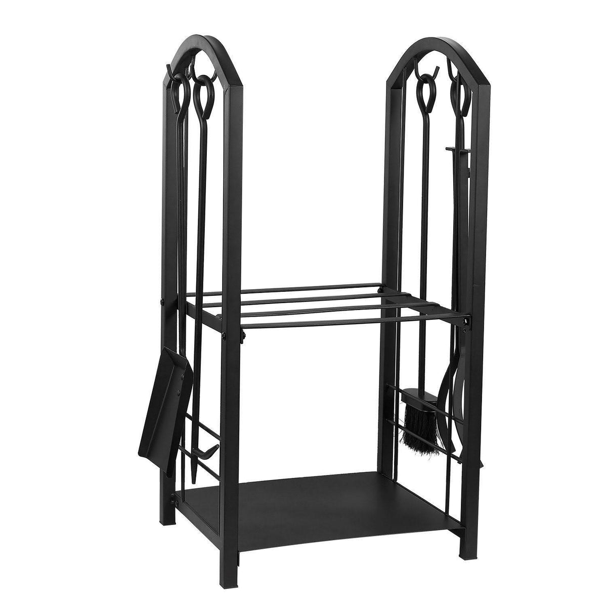 Juvale Firewood Rack with 4 Fireplace Tools - Fireplace Log Holder for Indoor An