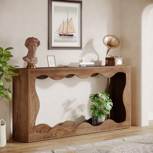 Tribesigns 63 Inches Farmhouse Console Table with Storage, Couch Table Behind Sofa, Long Entryway Sofa Station, Narrow Console Stand, Hallway Stand for Entryway Living Room, Brown
