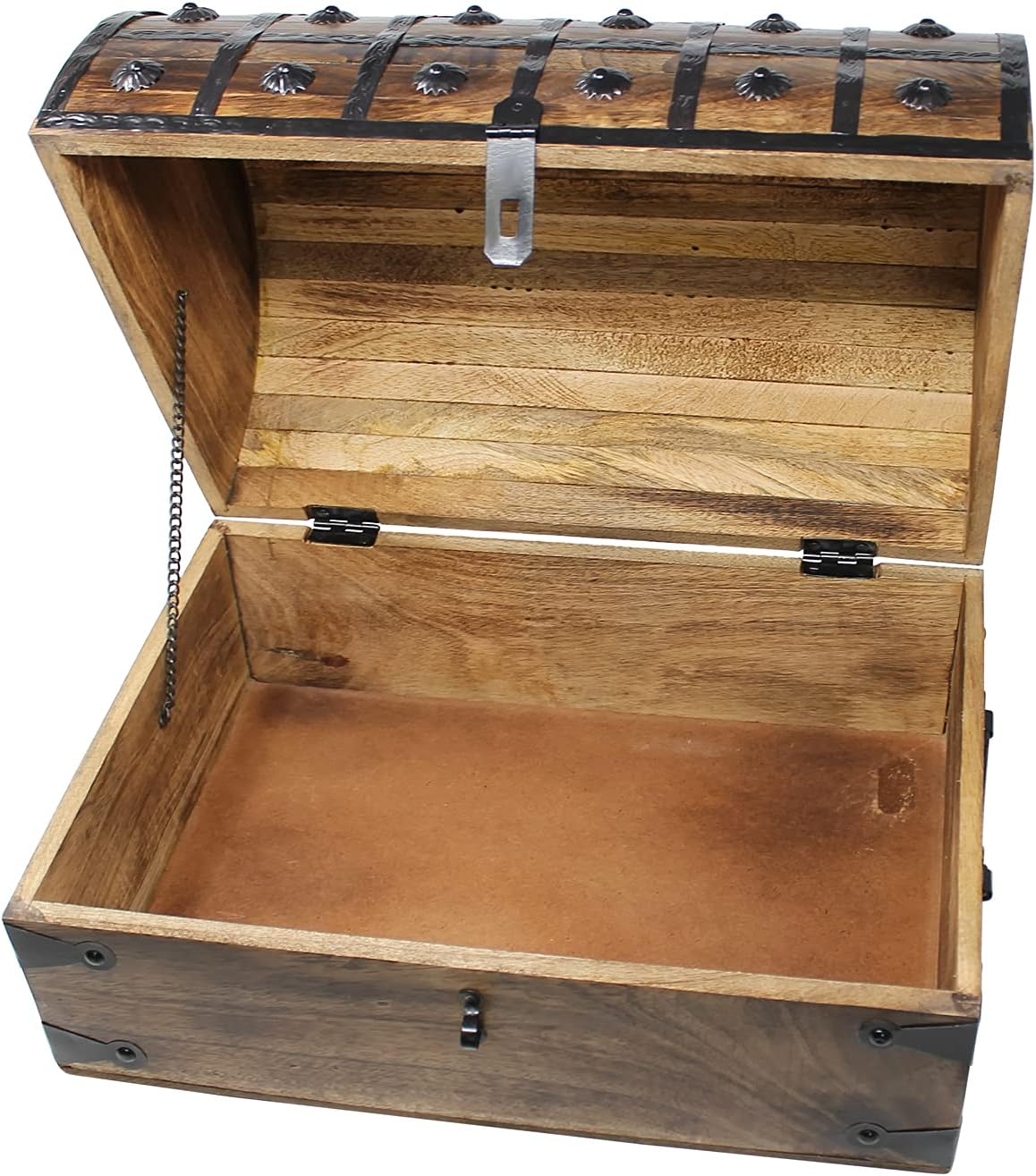 Nautical Cove Pirate Treasure Chest with Iron Lock and Skeleton Key - Storage and Decorative Box (X-Large 16 x 11 x 10.5) Pack of 2
