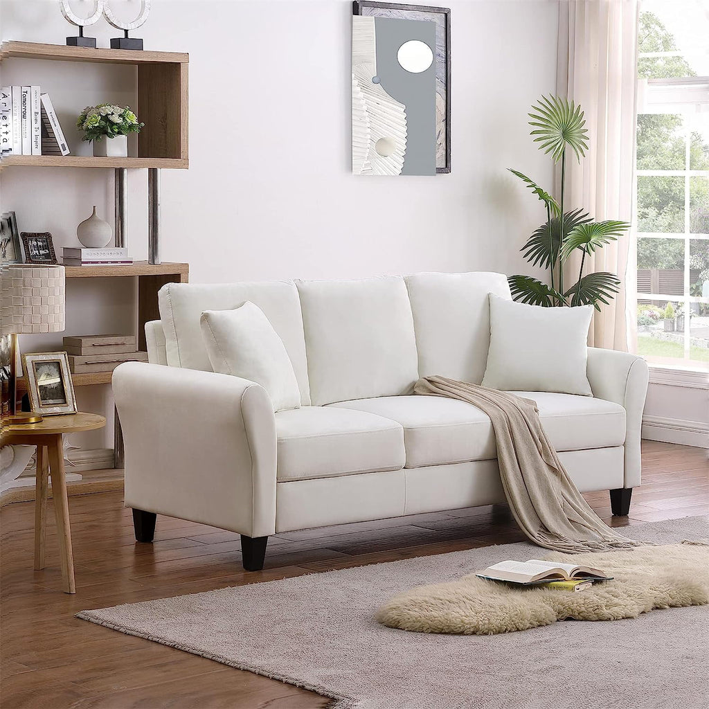 SZLIZCCC Cream Velvet Sofa Three Seater Couch??78 inches Long Sofas,Soft Sitting Sofa??Couches for Living Room, Apartment, Bedroom