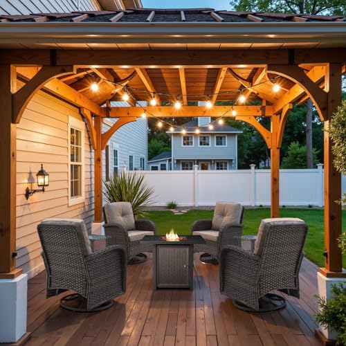Patio Wicker Chairs Swivel Rocker - Outdoor Swivel Rocking Chairs Set of 2 with Rattan Side Table, Patio Swivel Glider Chair 3 Piece Patio Furniture Sets for Deck Porch Pool Brown/Blue