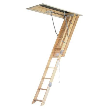 8 ft. - 10 ft., 22.5 in. x 54 in. Universal Fit Wood Attic Ladder with 250 lb. Maximum Load Capacity