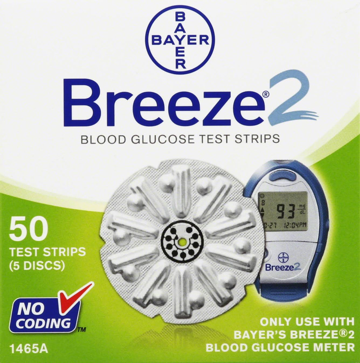 Bayer Breeze 2 Blood Glucose Test Strips 50 strips