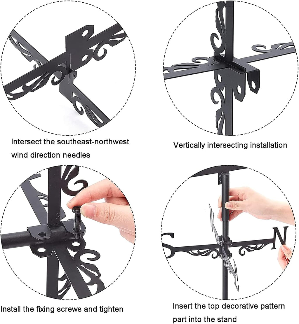 Decorative Wind Vane, Metal Weathervane with Roof Mount Retro Farmer Farmland Shape Weather Vane Garden Creative Home Decor Ornament Weathercock Wind Direction Indicator for Farm Yard