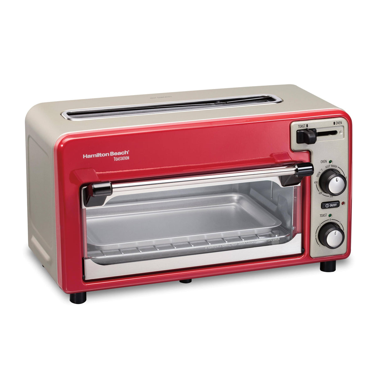 Hamilton Beach - Toastation 2-Slice Countertop Toaster and Toaster Oven - Red 22724