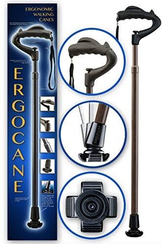 Ergocane Fully Adjustable Ergonomic Cane (Brown)
