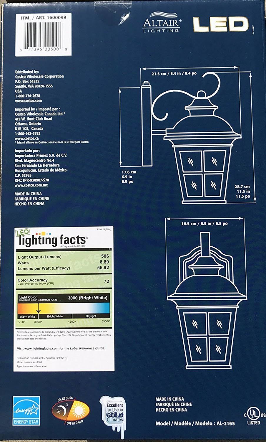 Altair Lighting Outdoor Energy Saving LED Lantern