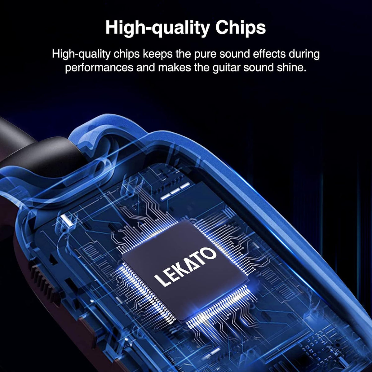 LEKATO 5.8Ghz Wireless Guitar System 4 Channels Audio Digital Guitar Transmitter Receiver 300 Feet Transmission Range