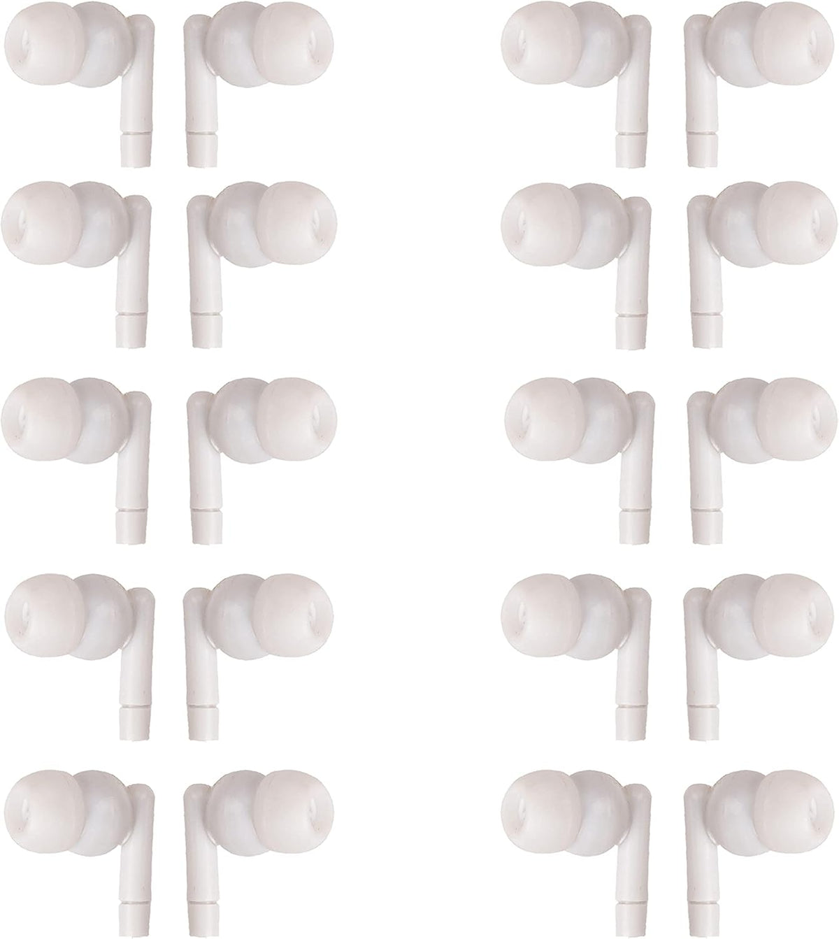 JustJamz Pearl Basic White Headphones 3.5mm Disposable Earphones Bulk Earbuds for Kids and Adults 50 Pack Pack of 2