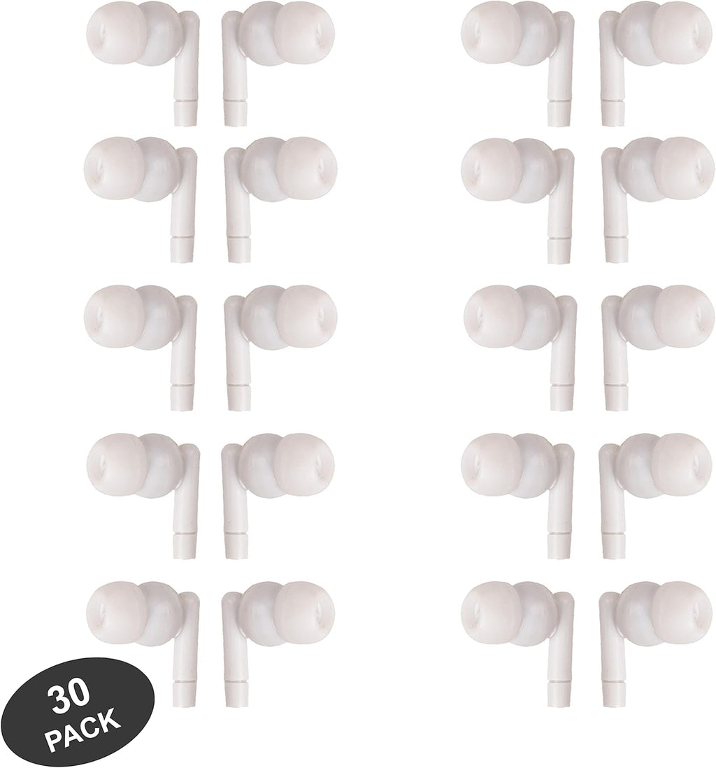 JustJamz Pearl Basic White Headphones 3.5mm Disposable Earphones Bulk Earbuds for Kids and Adults 50 Pack Pack of 2