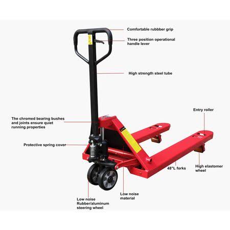 Dayton 32HD10 - Pallet Jack 4400 lb. Quiet Steel Red