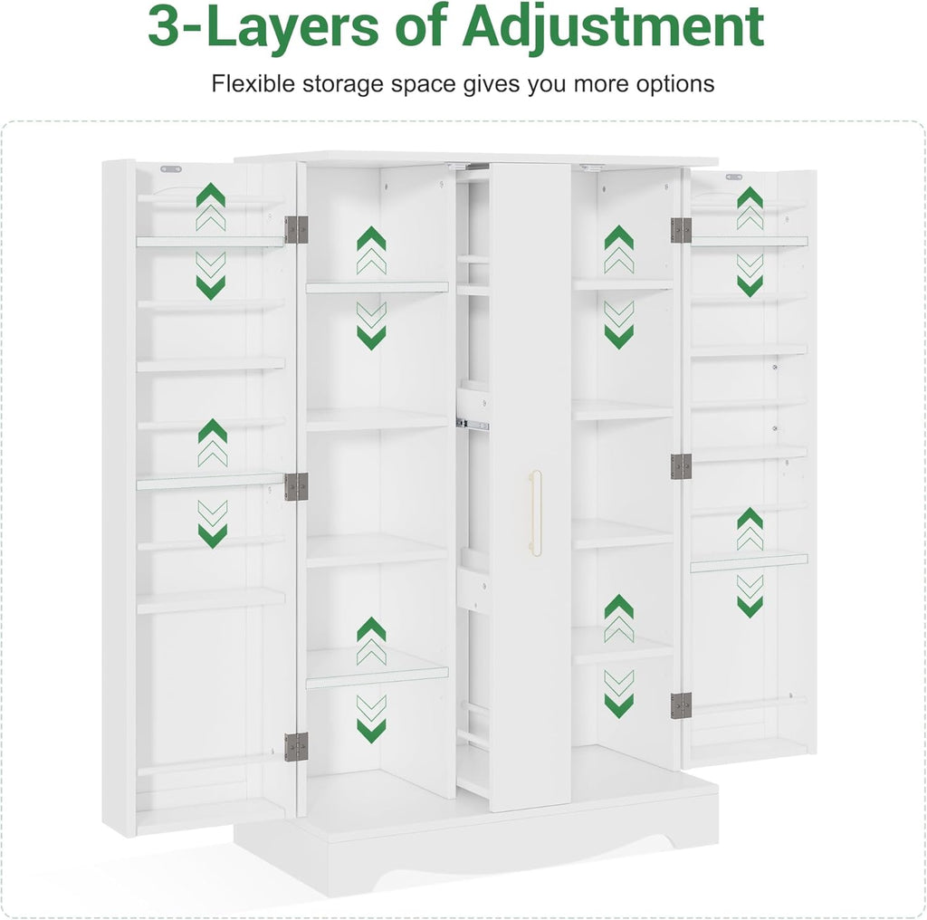 47?? Kitchen Pantry Cabinet with Drawer, Pantry Storage Cabinet with Adjustable Shelves, White Kitchen Pantry Storage Cabinet, Buffet Cupboards Sideboard for Home Office Use