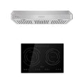 2 Piece Kitchen Appliances Packages Including Portable 2 Heating Elments Induction Cooktop and 30 Under Cabinet Range Hood