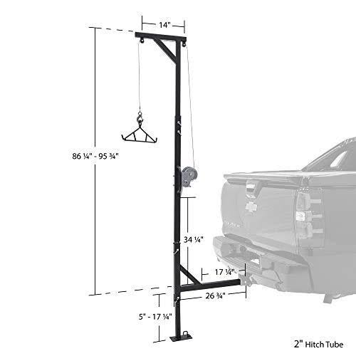 Kill Shot DEER-HOIST-SWIVEL Deluxe Hitch-Mounted Deer Hoist with Swivel u0026 Gambrel - 500 lb.
